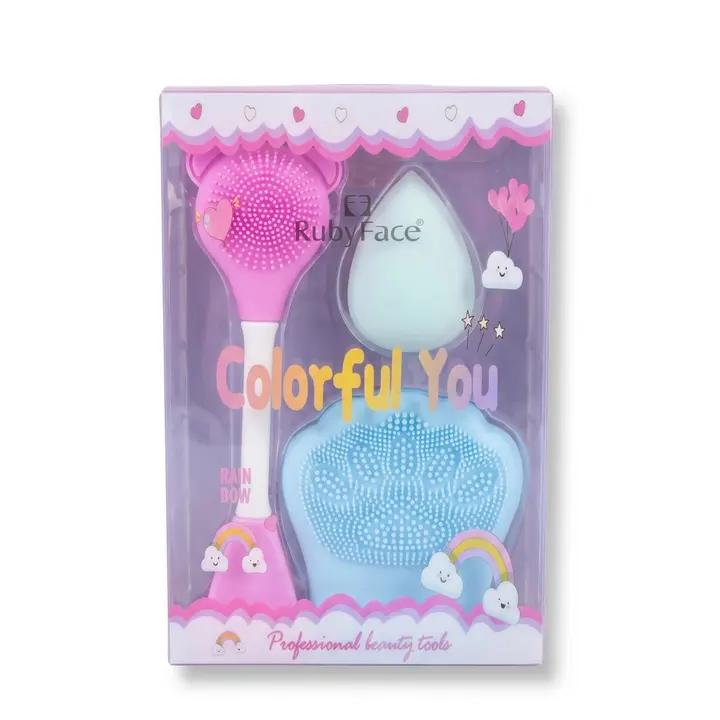 Ruby Face Brush/Puffs 3pcs Kit (PVC), foto 3