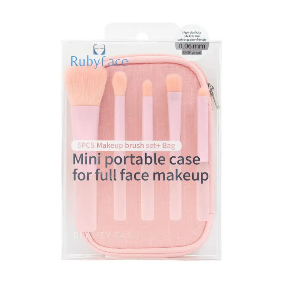 Ruby Face Brush Set 5pcs (Mini Pink Bag), foto 1