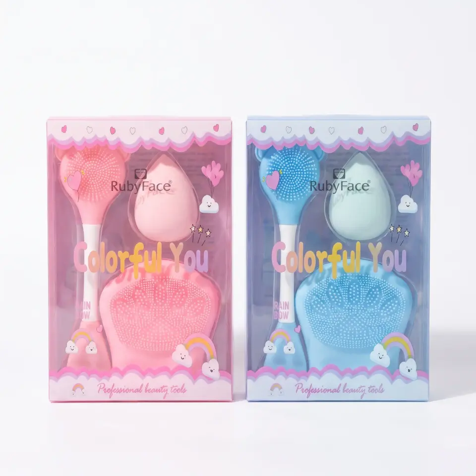 Ruby Face Brush/Puffs 3pcs Kit (PVC), foto 1