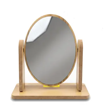 Espelho de Mesa Oval Moldura de Madeira
